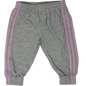 Adidas Baby Joggers 6 Months Gray with Pink Stripes